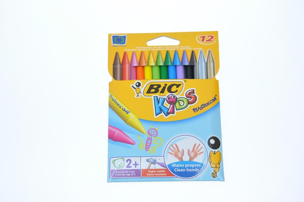 CANDLE CRAYONS BIC KIDS PLASTIDECOR BOX 12 PCS.